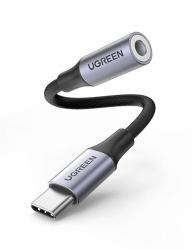 Ugreen 80154 καλώδιο κινητού τηλεφώνου Μαύρος [Μαύρο], Γκρι USB C 3.5mm (UGREEN USB-C TO 3.5MM ADAPTER 10CM)