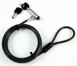 eSTUFF GLB220103 κλειδαριά καλωδίων Μαύρος [Μαύρο] 1,8 m (Security lock with keys for - Nano Slot Ã4.5mm x 180cm - Cut-resistant 7x7 twisted strand carbon steel, Blac...