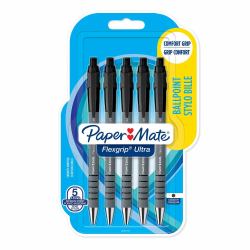 Papermate Flexgrip Ultra Μαύρος [Μαύρο] Πτυσσόμενο στυλό Clip-on ballpoint Μέσαίο 5 τεμάχια (Paper Mate 2027751 Flexgrip 5 pack Black ink Retractable Ball Pen)