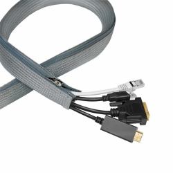 Cable sleeve with zipper, - Polyester, OD: 30 mm, grey, 1 - m - Warranty: 12M