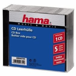 Hama CD Jewel Case Standard, Pack 5 Θήκη C-shell 1 δίσκοι Μαύρος [Μαύρο], Διαφανής (STANDARD CD JEWEL CASE 5 PACK BLACK)