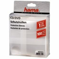 Hama CD/DVD Protective Sleeves, Pack of 100 100 δίσκοι Διαφανής (Hama CD/DVD Protective Sleeves - CD/DV)
