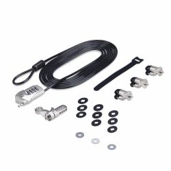 StarTech.com 3M4-DESK-LOCKING-KIT κλειδαριά καλωδίων Μαύρος [Μαύρο], Άργυρος 3 m (COMPUTER PERIPHERAL LOCK KIT - LAPTOP/DESKTOP 9.8FT CABLE)