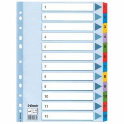Esselte Mylar Indices & Dividers Αριθμητικό ευρετήριο καρτελών Χαρτοκιβώτιο Πολύχρωμο (Esselte Mylar register karton A4 1-12)