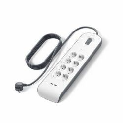 STECKDOSENLEISTE MIT UEBERSPANN - 8-FACH 2X USB-A 2 METER NETZKABE