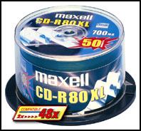 Maxell CD-R 80min 700MB spindle 50pk 48x 50 τεμάχια (Max27051 Blank Cd Cd-R 700 Mb - 52X 50 Pc[S] - Warranty: 12M)