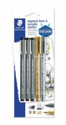 Staedtler 308 SBK3P3 μηχανικό μολύβι (Fineliner pigment liner sÃ¸lv/guld [3+2)