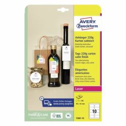 Avery T2001-10 μη αυτοκόλλητεςη ετικέτα 100 τεμάχια Λευκός [Άσπρος] Ορθογώνιο παραλληλόγραμμο (Non-Adhesive Label 100 Pc[S] - White ...