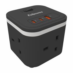 Fellowes Power Cube 3x230v 1xUSB-A 2x USB-C Socket 2m Cable Black - 100136979 επέκταση ρεύματος 3 Έξοδος [οι] εναλλασσόμενου ρεύματος Εσωτερικ�...
