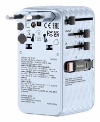 Verbatim Charge 'n' Travel 70W Παγκόσμιος Μπλε AC Γρήγορη φόρτιση Εσωτερικός [Εσωτερικού χώρου] (VERBATIM CHARGE 'N' TRAVEL 70W 2C RETRACTABLE U...