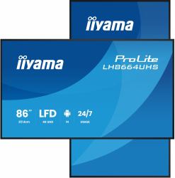 iiyama LH8664UHS-B3AG οθόνη σηματοδότησης Επίπεδη οθόνη ψηφιακής σήμανσης 2,17 m [85.6"] Wi-Fi 500 cd/m² 4K Ultra HD Μαύρος [Μαύρο] Ενσ�...