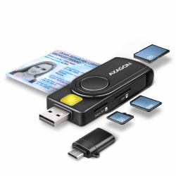 Axagon CRE-SMP2A USB Smart card & SD/microSD/SIM PocketReader αναγνώστης έξυπνων καρτών Εσωτερικός [Εσωτερικού χώρου] USB Type-A/USB Type-C Μαύρ�...