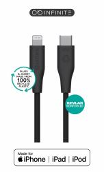 eSTUFF ES602180 καλώδιο Lightning 1 m Μαύρος [Μαύρο] (INFINITE [GRS] USB-C to - Lightning Cable MFI 1m Black. - PVC Free Recycled Plastic - Warranty: 60M)