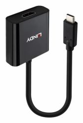 Lindy 43438 προσαρμογέας καλωδίου βίντεο 0,15 m USB Type-C HDMI Μαύρος [Μαύρο] (USB Type C to HDMI 4K60 - Converter - Warranty: 120M)