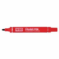 Pentel N 50 ανεξίτηλος μαρκαδόρος Στρογγυλεμένη άκρη Κόκκινο 12 τεμάχια (Pentel N50 12 Pack Red Permanent Marker Bullet Tip 2.2mm Line)
