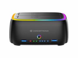 Conceptronic DONN36B docking station δίσκων αποθήκευσης USB 3.2 Gen 1 [3.1 Gen 1] Type-C Μαύρος [Μαύρο] (Dual-Bay Rgb Hard Drive - Docking Station, For - 2.5/3.5-Inch Hd...