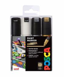 POSCA PC-8K Μαύρος [Μαύρο], Χρυσός [Χρυσό], Άργυρος, Λευκός [Άσπρος] 4 τεμάχια (POSCA Marker UNI PC-8K 4er Set)