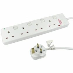 Cables Direct RB-10-4GANGSWD προστατευτικό μεταβολής τάσης 4 Έξοδος [οι] εναλλασσόμενου ρεύματος Λευκός [Άσπρος] 10 m (CDL 10MTR...