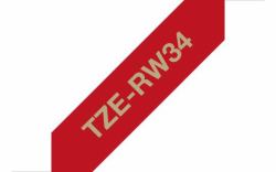 Brother TZE-RW34 ταινία κατασκευής ετικετών Χρυσό σε κόκκινο (TZE-RW34 LAMINATED TAPE,Genuine Ribbon Tape Cassette â Gold on Wine Red, 12mm wide)