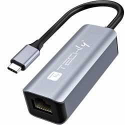 Techly IDATA USB-ETGIGA-CA φορητός σταθμός σύνδεσης & προσομοιωτής θύρας Καλωδιωμένος [Ενσύρματος] USB 3.2 Gen 1 [3.1 Gen 1] Type-C Μαύρος [Μαύρο], Άργυρος 