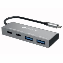 Techly IUSB32C-HUB4AC2 φορητός σταθμός σύνδεσης & προσομοιωτής θύρας Καλωδιωμένος [Ενσύρματος] USB 3.2 Gen 1 [3.1 Gen 1] Type-C Άργυρος  - ξένη έκδοση