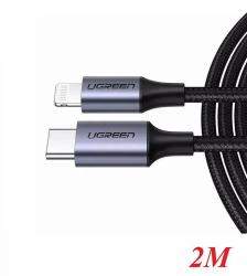 Ugreen 60761 καλώδιο κινητού τηλεφώνου Μαύρος [Μαύρο] 2 m USB C Lightning 