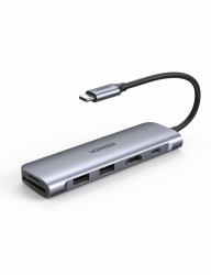 Ugreen 6-in-1 USB C PD USB 3.2 Gen 1 [3.1 Gen 1] Type-C Άργυρος 