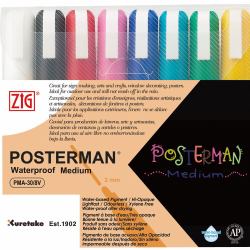 ZIG POSTERMAN Medium μαρκαδόρος κιμωλίας Μαύρος [Μαύρο], Μπλε, Πράσινος [Πράσινο], Ελαφρύ Μπλε, Ροζ, Κόκκινο, Λευκός [Άσπρος], Κίτρινο 8 τεμάχια 